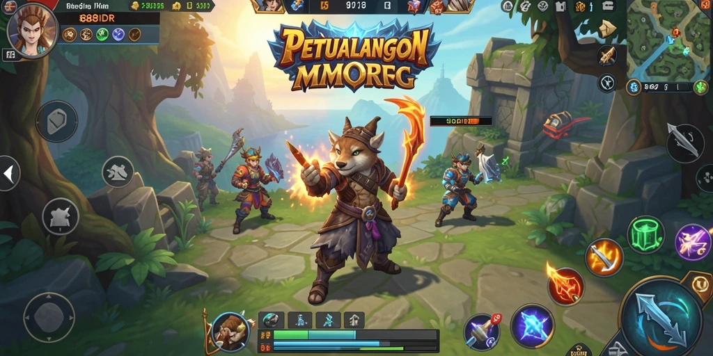 Screenshot utama 888IDR menampilkan aksi seru dalam pertempuran MMORPG.