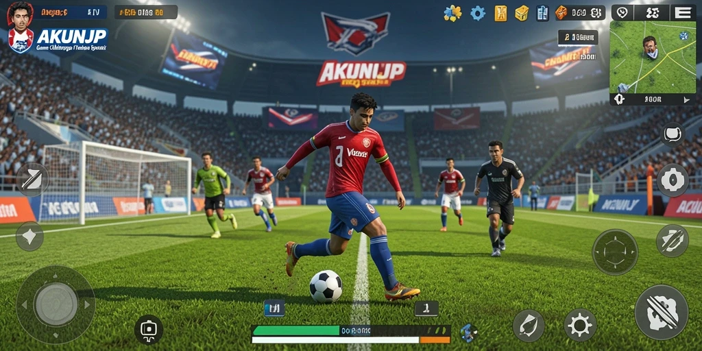Tangkapan layar gameplay <strong>AKUNJP</strong> menampilkan suasana pertandingan yang mendebarkan.