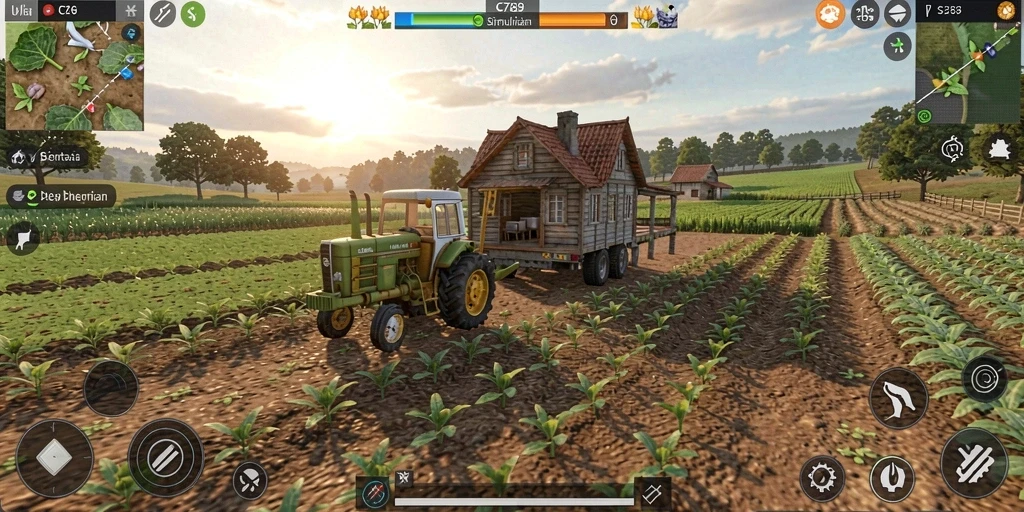 Tampilan gameplay C789 menampilkan aktivitas pertanian yang seru dan interaktif.