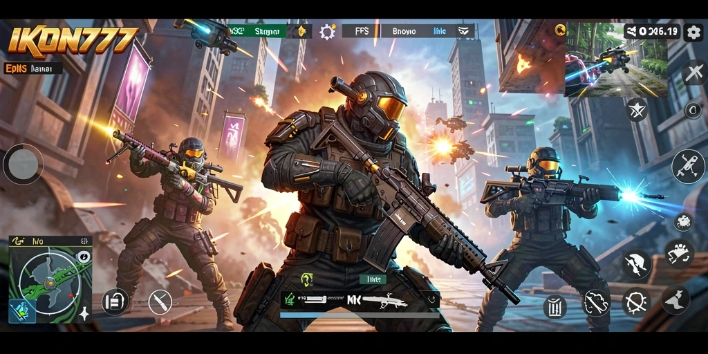Tangkapan layar gameplay <strong>IKON777</strong> menampilkan aksi seru dan intens pada pertempuran FPS.