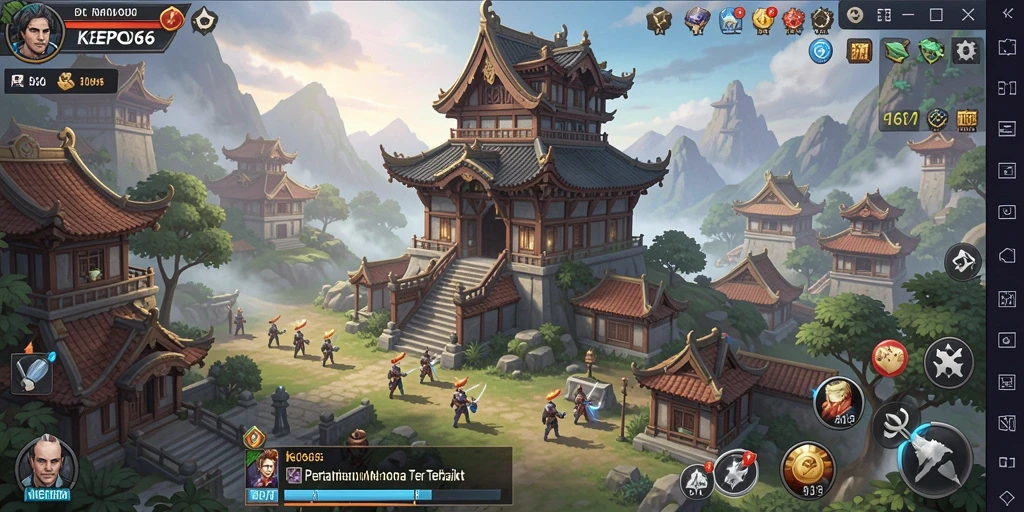 Screenshot utama KEPO66 menunjukkan aksi menara pertahanan yang intens.
