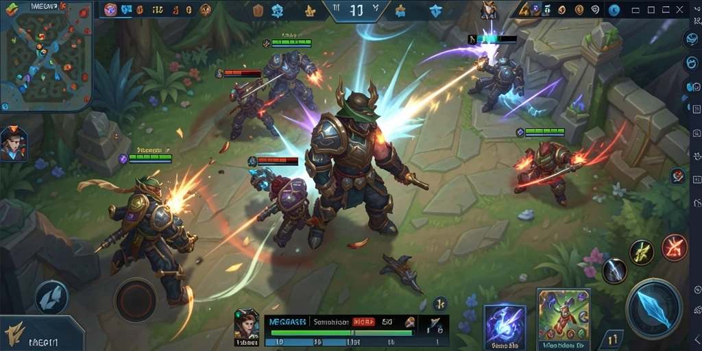 Screenshot gameplay MEGA111 menampilkan aksi seru dalam arena MOBA.