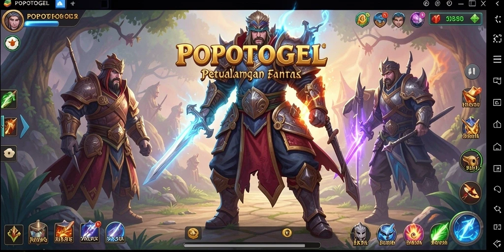 Tampilan utama dari gameplay POPOTOGEL yang menampilkan aksi pertarungan yang mendebarkan.