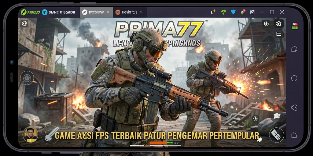Screenshot gameplay <strong>PRIMA77</strong> yang menunjukkan aksi menegangkan dari pertempuran FPS.