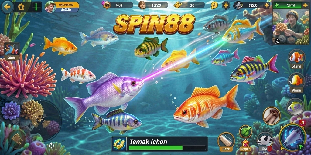 Tampilan gameplay Tembak Ikan yang menakjubkan di SPIN88.