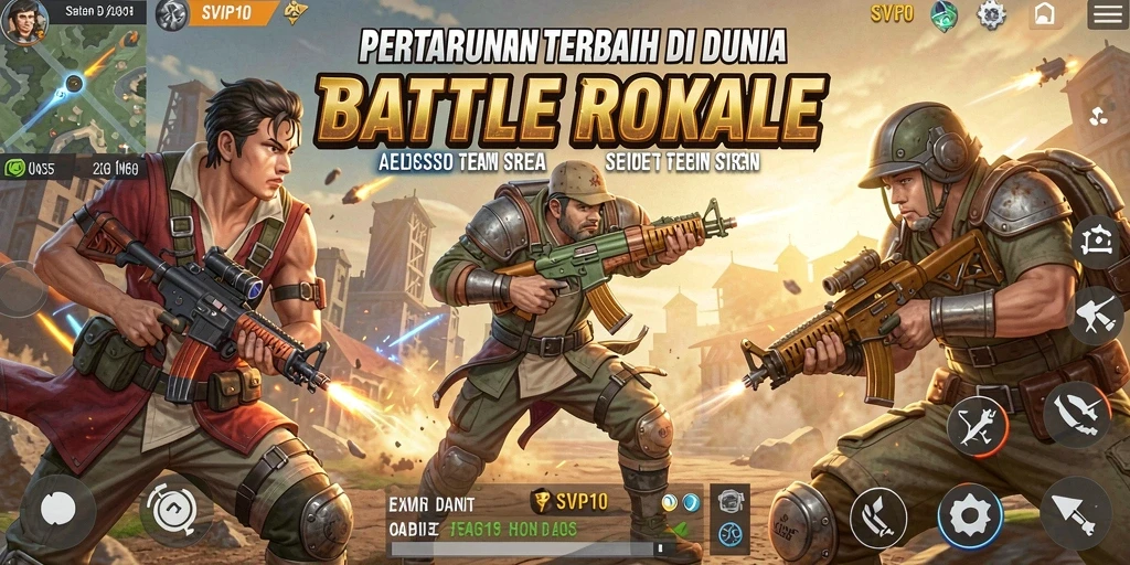 Tampilan utama SVIP10 menampilkan pemain dalam pertempuran sengit di arena Battle Royale.