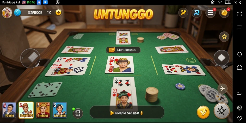 Screenshot gameplay seru UNTUNGGO yang menampilkan permainan Gaple.